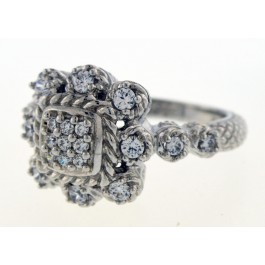 NEW Judith Ripka Sterling Silver Flower Cluster Pave Diamonique CZ Ring Size 8