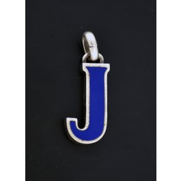 Vintage 1973 E.J. Ltd London Gucci Sterling Silver Blue Enamel Letter J Pendant