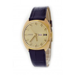 Enicar Ocean Pearl 35mm Gold Tone Steel Day Date Automatic Watch 147-01-02