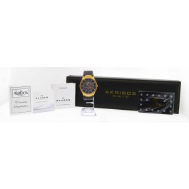 Skagen AKRIBOS XXIV 40mm Titanium Gold Toned Quartz Watch Box Papers 809XLTRB