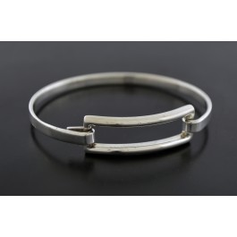 2003 Tiffany & Co Sterling Silver Rectangle Accent Hook Bangle Bracelet 6.25"
