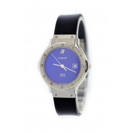 Hublot MGM Reference 1391.1 28mm Stainless Steel Blue Dial Date Quartz Watch