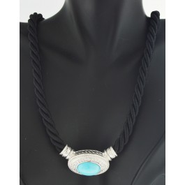 Judith Ripka Sterling Silver Turquoise Diamonique Magnetic Pendant W/ Black Cord 
