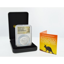 2015 P $1 AUD 1 oz .999 Silver Proof Kangaroo High Relief NGC PF70 UC Box & COA