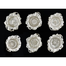 Set Of 12 Reed & Barton Les Cinq Fleurs .925 Sterling Silver Repousse Nut Dishes