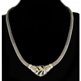 Asch Grossbardt 18k Yellow Gold Sterling Silver Mother Of Pearl Onyx Necklace 17