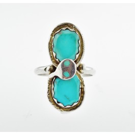Native American Zuni Effie Calavaza Sterling Silver Turquoise Snake Ring