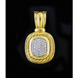 David Yurman Albion 23mm 18k Gold Diamond Enhancer Pendant