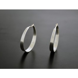 Signed Modernist Ed Levin 14k Gold Sterling Silver Classic Forged Hoop Earrings