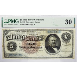 Series Of 1886 $5 Large Size Silver Certificate Fr#263 PMG VF30 Minor Repairs