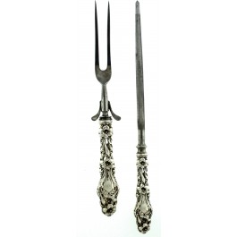 Antique 1902 Lily by Whiting Sterling Silver Roast Carving Set 2 Pieces