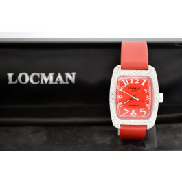 Locman Italy Ref 488 32mm x 43mm Aluminum Tonneau Diamond Red Dial Quartz Watch