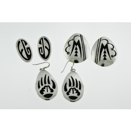 Lot of Native American Hopi Sterling Silver Overlay Earrings 3 Pairs