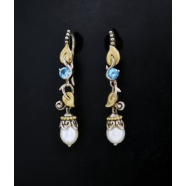 Barbara Bixby 18k Gold 925 Sterling Silver Blue Topaz Pearl Drop