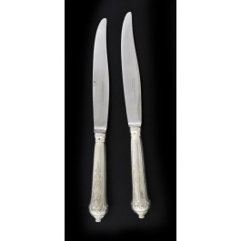 Set Of 2 Antique Cartier Puiforcat Elysee 950 Fine Silver Dessert Knives 8.25"