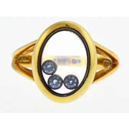 Vintage Chopard 18k Yellow Gold .15 tcw Happy Diamond Oval Ring Size 6.75