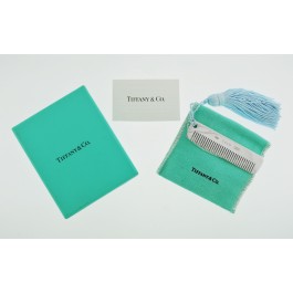 Tiffany & Co 1837 925 Sterling Silver Baby Comb With Blue Tassel Box And Pouch