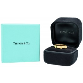 Tiffany & Co Paloma's Groove 4mm 18k Yellow Gold Band Ring Size 8.5 With Box