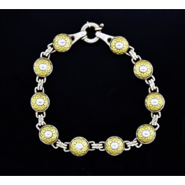 Lagos Arcadian 18k Yellow Gold Sterling Silver Sunflower Chain Link Bracelet 8"