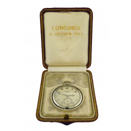 1932 Longines 18k White Gold Sapphire Presentation Pocket Watch President Peru
