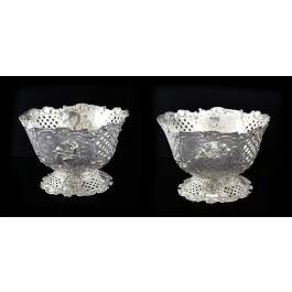 Pair Of Georg Roth & Co German Hanau Repousse Sterling Silver Centerpiece Bowls