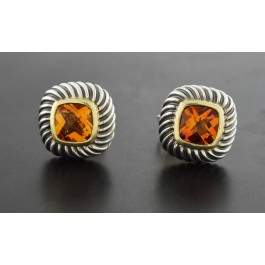 David Yurman Petite Albion 14k Yellow Gold Sterling Silver Citrine Stud Earrings