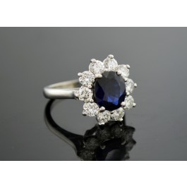 GIA Certified 2.44ct Unheated Australian Sapphire Diamond Platinum Ring Size 5.5