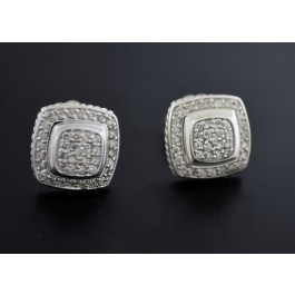 David Yurman Albion 18k Gold 925 Sterling Silver .50 tcw Pave Diamond Earrings