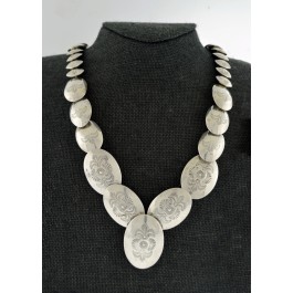 Vintage Old Pawn Navajo Signed DSC 925 Sterling Silver Pillow Bead Necklace 27"