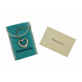 Tiffany & Co Elsa Peretti Sterling Silver 22mm Open Heart Pendant Necklace 22.5"