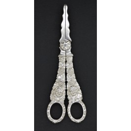 Antique James Robinson Inc New York 925 Sterling Silver Repousse Grape Shears