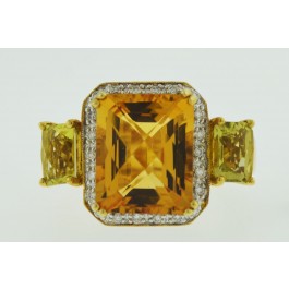 LEVIAN 14k Yellow Gold Citrine Lemon Quartz Diamond Filigree Ring Size 7