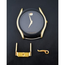 Vintage Movado Museum 32mm Two Tone Black Anodized Steel Quartz Watch 88-64-860N