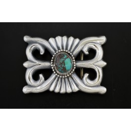 Navajo Native American Sterling Silver Egyptian Turquoise Belt Buckle 86.3 Grams