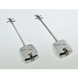 Estate Japanese Sterling Silver Samisen Salt Pepper Shakers