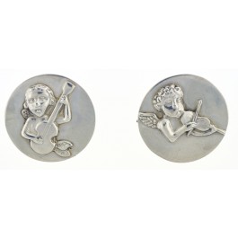 Pair Of Vintage Margot De Taxco Mexico Sterling Silver Cherub Musician Pins Brooches