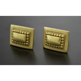 Vintage 1985 Barry Kieselstein Cord 18k Yellow Gold Beaded Plaque Cufflinks