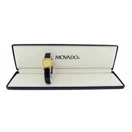 Movado Octagon 21mm Gold Tone Striped Dial Date Ladies Quartz Watch 87.30.930 