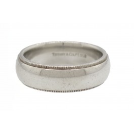Tiffany & Co Platinum 6mm Milgrain Wedding Band Ring Size 6
