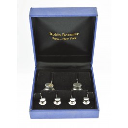 Robin Rotenier 925 Sterling Silver Top Hat And Cane Cufflinks Shirt Studs Set