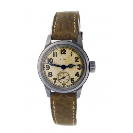 Elgin US Military Star Case 1917-H 31mm Steel Cal 554 15 Jewel WWII Trench Watch