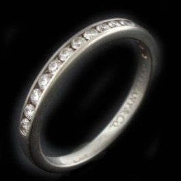 Tiffany & Co Platinum .40 tcw Diamond 2mm Eternity Wedding Band Ring Size 3.75