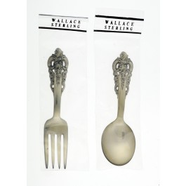 Wallace Grande Baroque 925 Sterling Silver 2pc Baby Set Spoon Fork 4" NEW SEALED