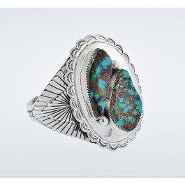 Navajo Tom Willeto Sterling Silver Royston Turquoise Cuff Bangle