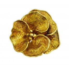 Vintage Tiffany & Co 18k Yellow Gold Wild Rose Floral Flower Brooch