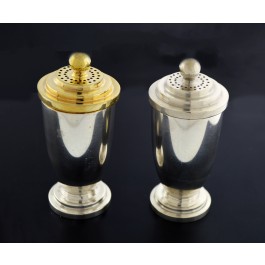 Vintage MCM Pair Of Tiffany & Co Sterling Silver Vermeil Salt & Pepper Shakers