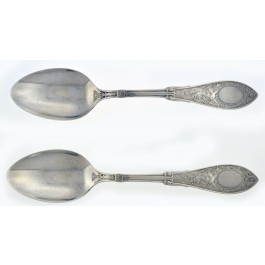 (2) Antique 1875 Arabesque By Whiting Sterling Silver 5 O'Clock Teaspoons 5 3/8"