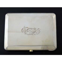 Vintage Latvia Latvian 875 Fine Silver Vermeil Engraved Cigarette Case With Mono