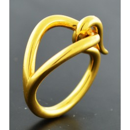 Authentic HERMES Logos Gold Tone Scarf Ring 