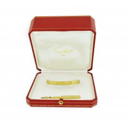 Vintage 1970 Cartier LOVE Aldo Cipullo 18k Yellow Gold Bracelet Size 15 With Box